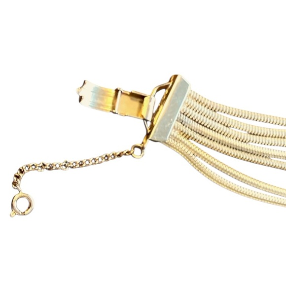 Chunky Vintage Gold Tone Snake Chain Bracelet - Multi-Strand - Retro Glam 7” - Picture 5 of 7